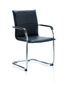 Echo Medium Back Leather Cantilever Visitor Chair with Arms