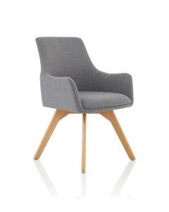 Carmen Grey Fabric Wooden Leg Visitor Chair