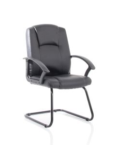 Bella Medium Back Black Bonded Leather Black Frame Cantilever Visitor Chair
