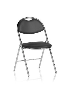 Milan High Back Black Vinyl Chrome Frame Folding Visitor Chair