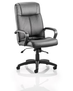 Plaza High Back Executive Black Leather Office Chair with Arms