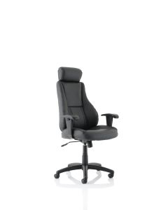 Winsor Medium Back Executive Black Leather Office Chair with Arms