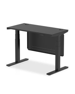 Air Height Adjustable Black Series Slimline Desk with Cable Ports with Steel Modesty Panel