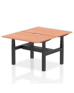 Air Back-to-Back Scalloped Edge Height Adjustable Bench Desk - 2 Person