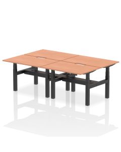 Air Back-to-Back Scalloped Edge Height Adjustable Bench Desk - 4 Person
