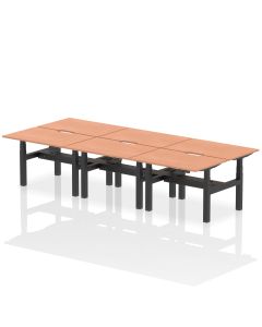 Air Back-to-Back Scalloped Edge Height Adjustable Bench Desk - 6 Person