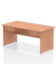 Impulse Panel End Straight Desk Frame With Two One Drawer Fixed Pedestals