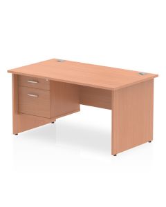 Impulse 1400mm Panel End Straight Desk With Single Fixed Pedestal