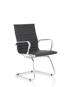Nola Black Leather Cantilever Visitor Chair with Arms