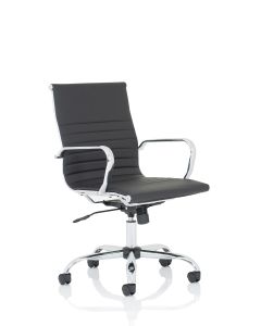 Nola Black Leather Executive Office Chair with Arms