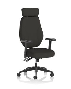 Nexus High Back Black Fabric Ergonomic Task Operator Office Chair with Arms and Headrest