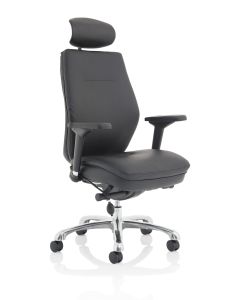 Domino High Back Black Ergonomic Posture Chair with Arms and Headrest